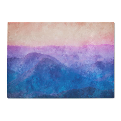 Tempered Glass Colourful Mountains Chopping Board