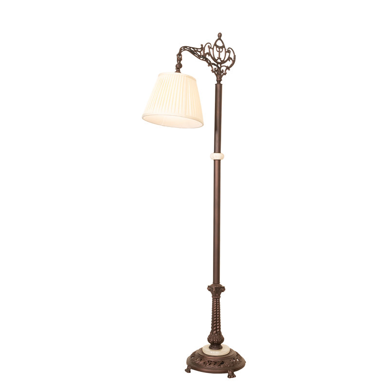 Lampe sur pied 60 po de hauteur avec accoudoirs en pont de style victorien plissé Textrene