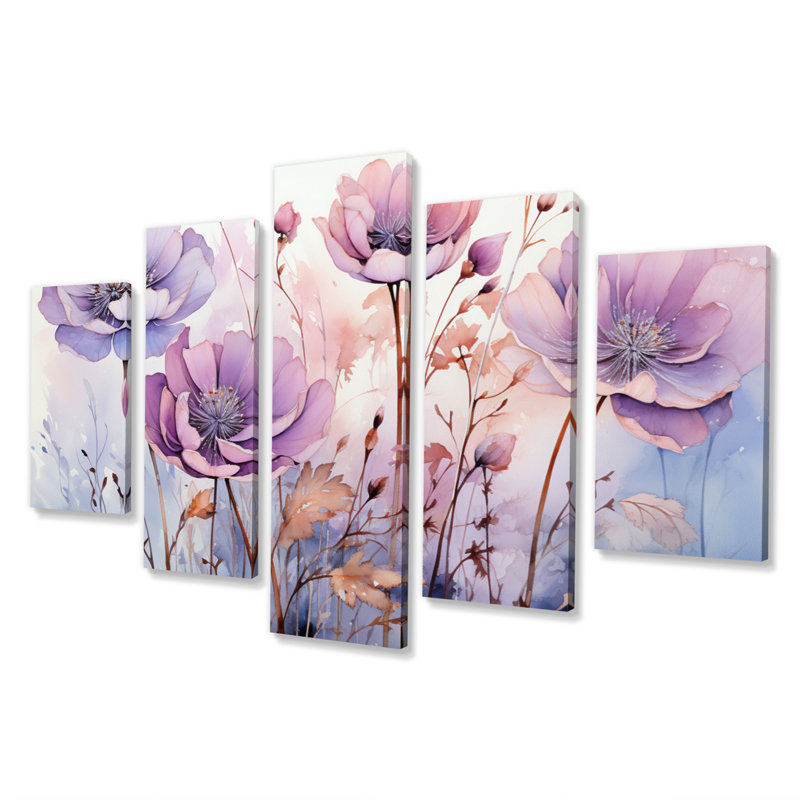 Fleurs mystiques mauves II 5 pièces