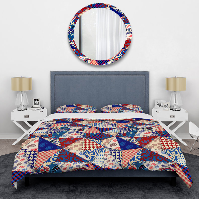 Multicolore patchwork matelassé - ensemble de housse de couette abstrait - microfibre de polyester
