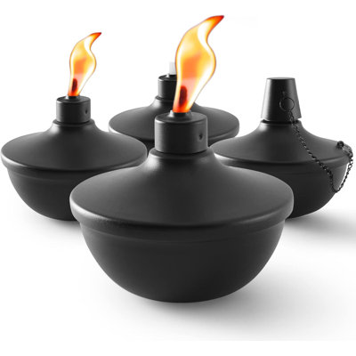 4 Pack Metal Table Top Torches,Black