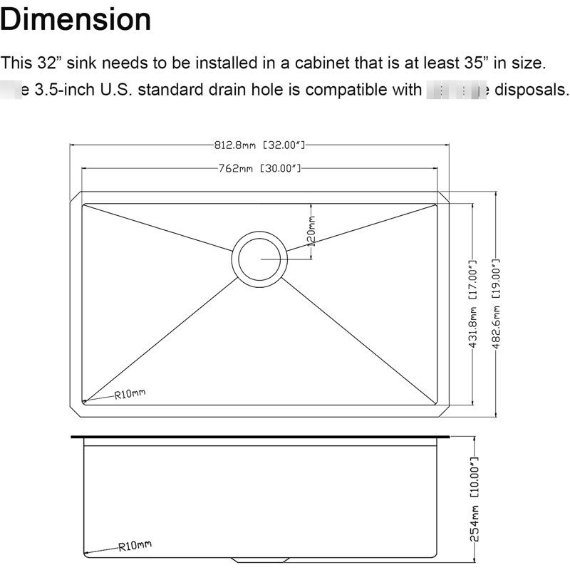 Gunmetal Black 32 X 19 Inch Undermount Stainless Steel Kitchen Sink, 16 Gauge, 10 Deep Single Bowl, Workstation Design For Cleanliness, R10 Radius Gauge Steel, Space Saving, - Condensation Feature
