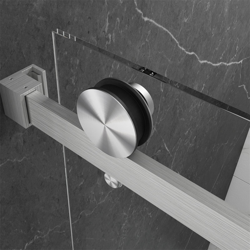 60'' W 76'' H Frameless Rectangle Reversible Shower Stall, Brushed Nickel
