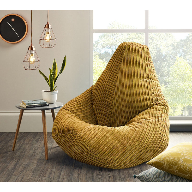 Corduroy Refillable Classic Bean Bag, Mustard