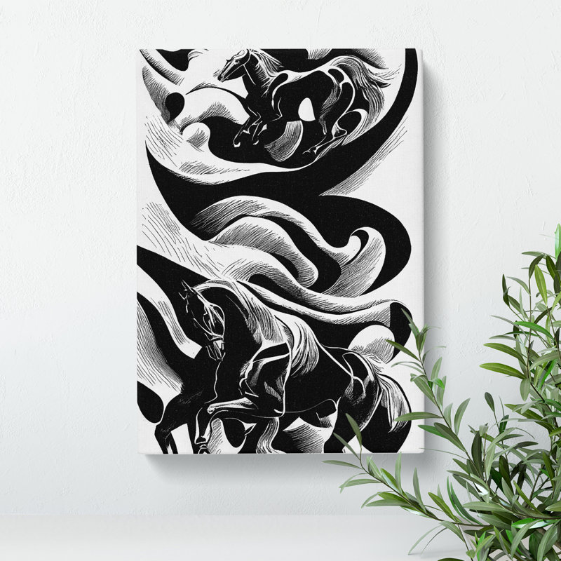 Monochrome Horse No.2 - Wrapped Canvas, 50cm H x 35cm W x 3cm D