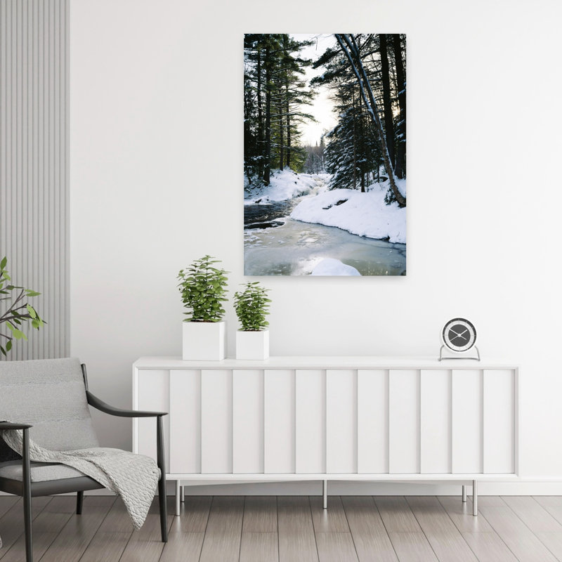 Yellow Dog River in winter Upper Peninsula Michigan USA 1 Piece Wrapped Canvas Wall Art, 91.44cm H x 60.96cm W