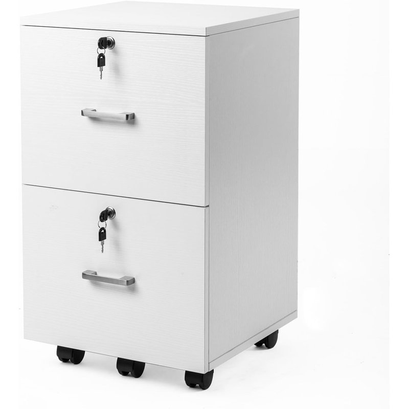 Kayeson 15.7'' Wide 2 -Drawer Mobile File Cabinet, White