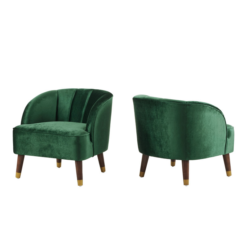 Fauteuil demi-tonneau Filanthi, Velours émeraude