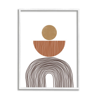 Boho Shapes Stacked Abstract Round Curves Brown White Black