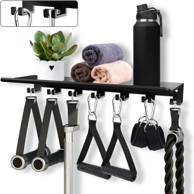 Floating Shelf Organizer Compatible With Tonal Accessories Home Gym Weight Wall Storage Equipment Hanger Metal Rack Holder Wall Mount With Hooks T-Lock Adapters Bracket Hanger Workout
