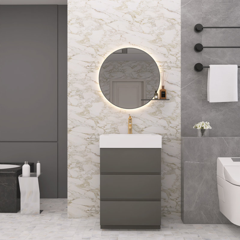 Ensemble de meuble-lavabo simple 24 po Natina, Gris, Blanc