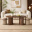 Ensemble de table basse ovale en bois avec 2 poufs gigognes