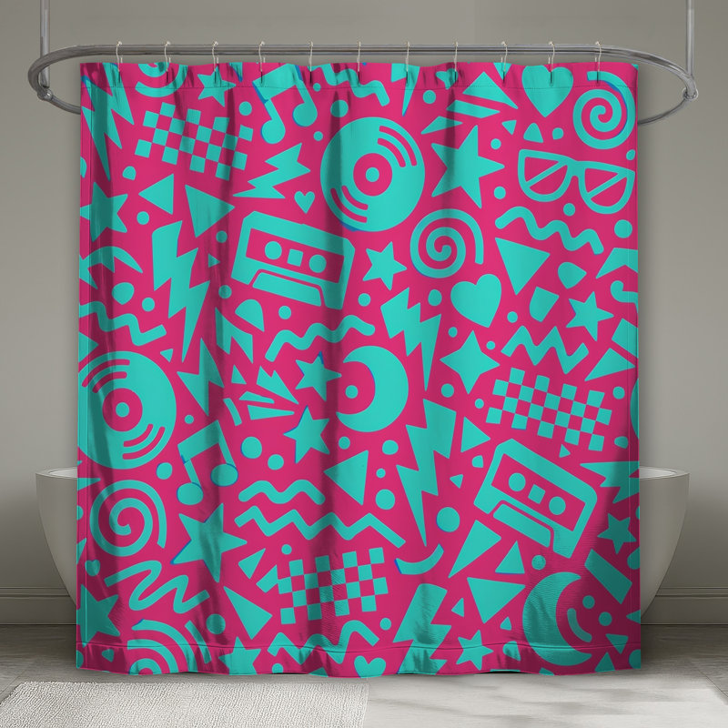 Rideaux de douche Retro Music Symbols, 70in W x 72in H