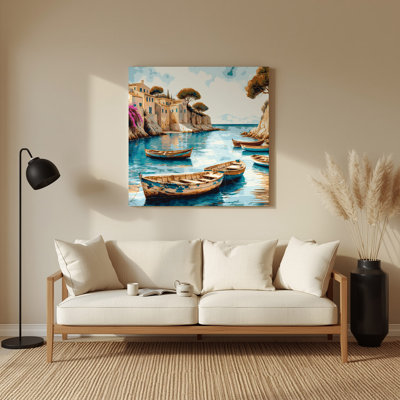 Coastal Mediterranean Shore Green Metal Wall Art