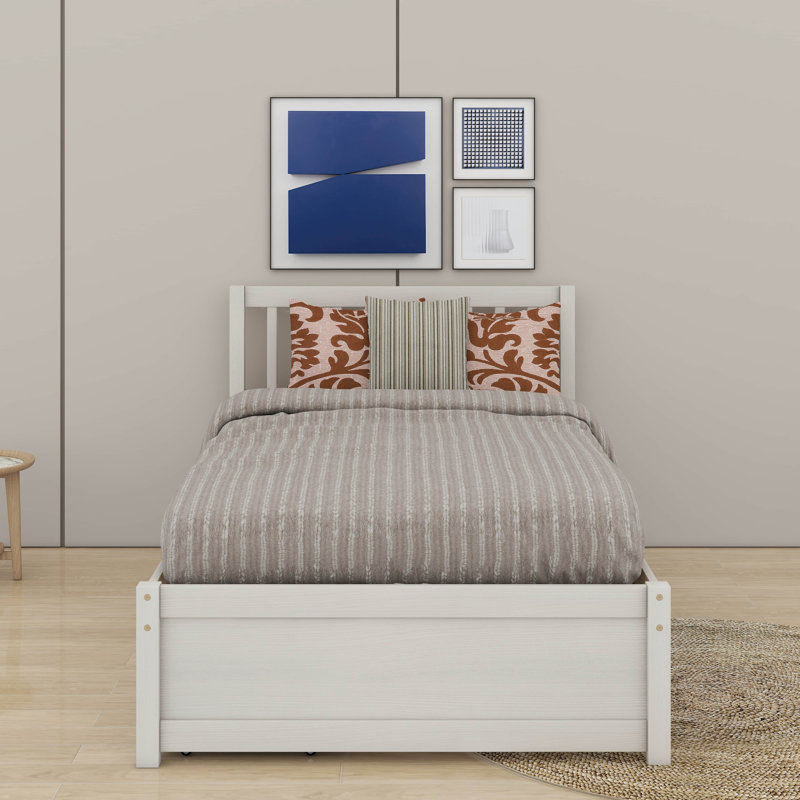 Lit plateforme simple en bois avec 2 tiroirs