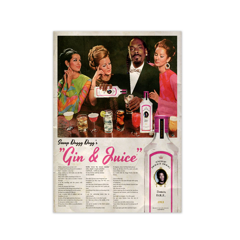 Snoop Dogg Gin And Juice by David Redon - Print, No Frame, 84.1 cm H x 59.4 cm W x 1 cm D