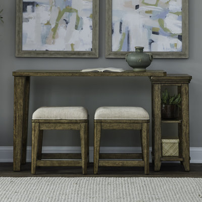 Ensemble de console 3 pièces Gertraute avec 2 tabourets rembourrés