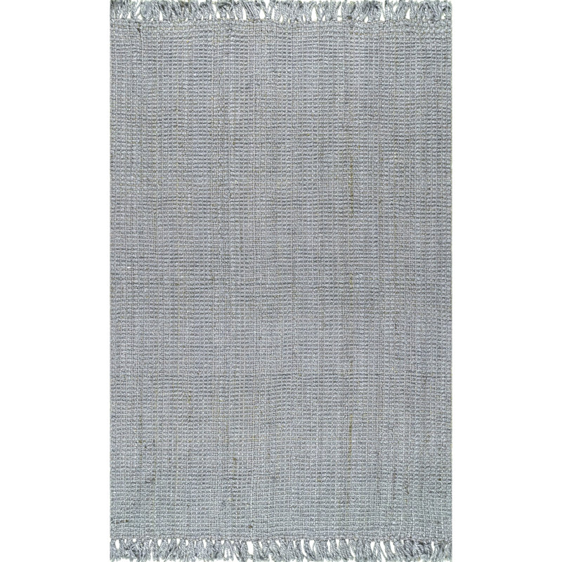 Tapis gris campagnard en jute épaisse touffeté à la main Waville, Rectangle 8 pi 6 po x 11 pi 6 po
