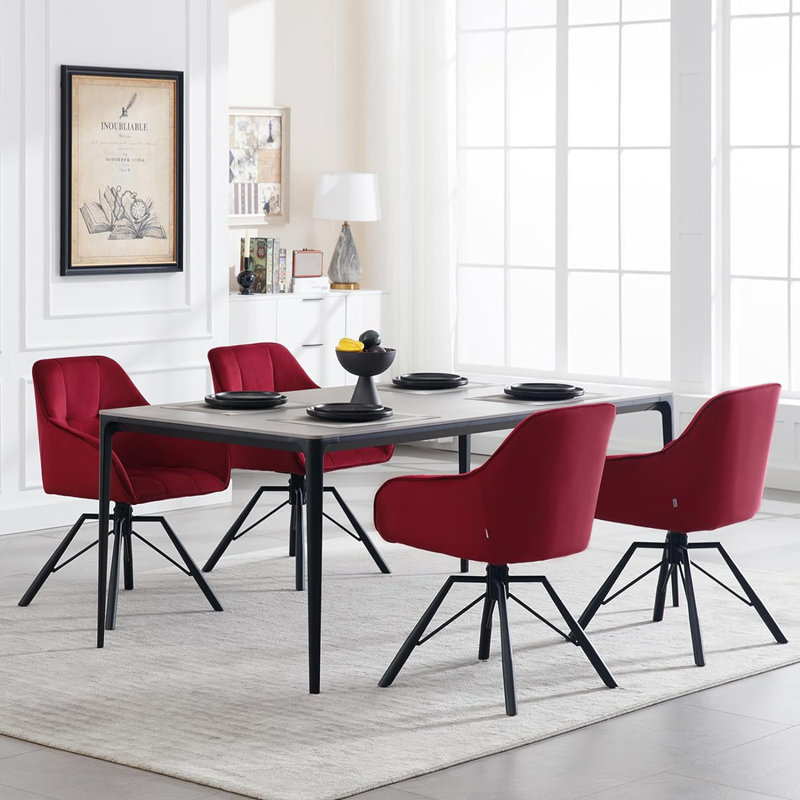 Alliene 48cm H Velvet Upholstered Armchair, Bordeaux, 4