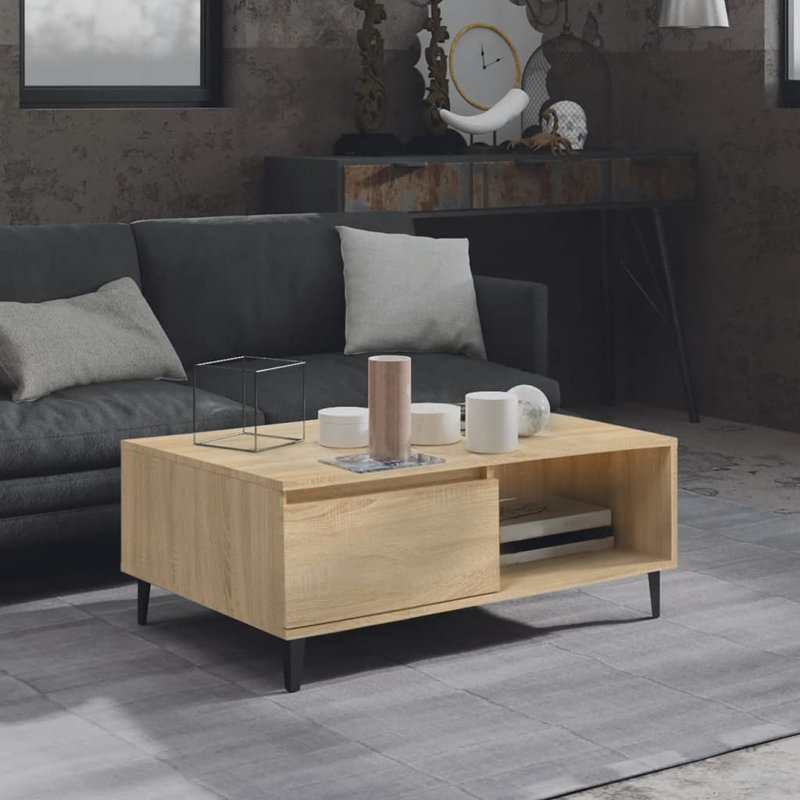 Staveley Four Leg Coffee Table with Storage, Sonoma Oak/Black