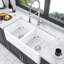 Évier de cuisine en céramique blanche 33 po - double cuve 50/50 durable, résistante à la chaleur, conservant la couleur des égratignures, élégante et décolorante
