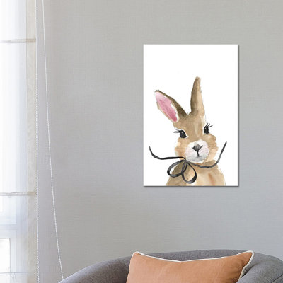 Bunny with Bow 1 Piece Wrapped Canvas Painting