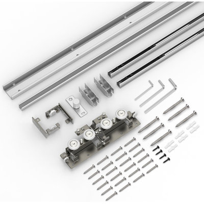 30-47 Inch New Heavy Duty Hidden Sliding Barn Door Hardware And Track, Floating Wall Mounted Invisible Sliding Door Track, Soft Close, Quiet, Easy Install (can Installed On Doors Up To 59 Inch)