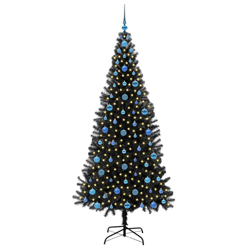 Christmas Tree with 300 LEDs with Stand PVC, Blue, 6.89' H