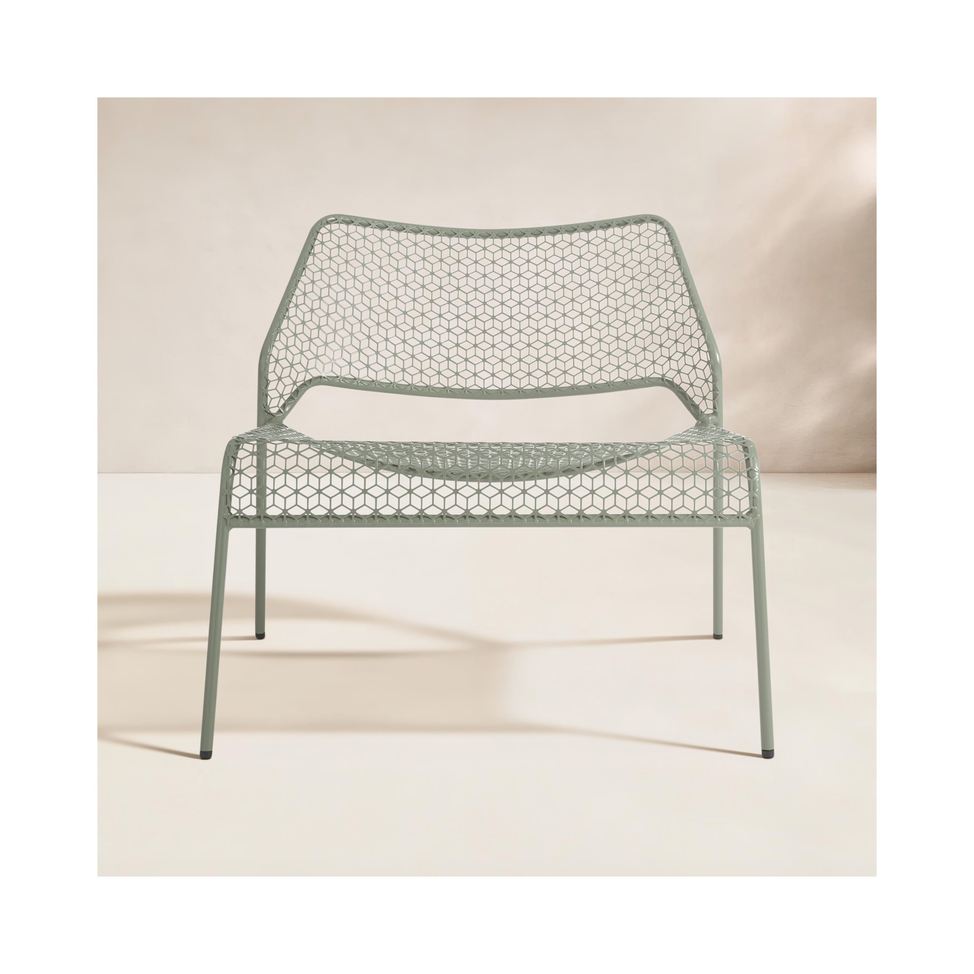 Hot Mesh Steel Armless Outdoor Lounge Chair, Gray Green