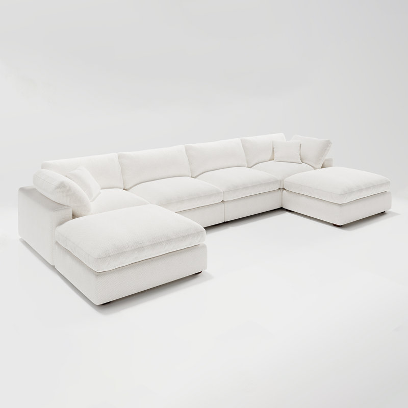 Canapé Abramson, H 36,2 po x l 156 po x P 78 po, Chenille blanche