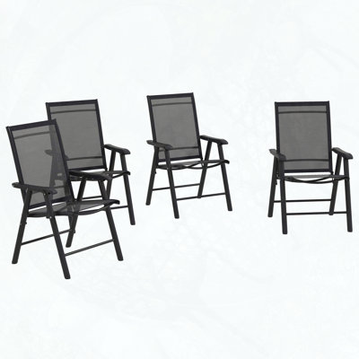 Ensemble de 4 chaises de patio pliantes empilables avec accoudoirs, sans assemblage