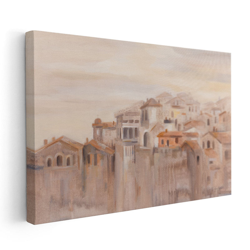 Vieille ville d'Italie - reproduction d'art sur toile, H 12 po x l 18 po