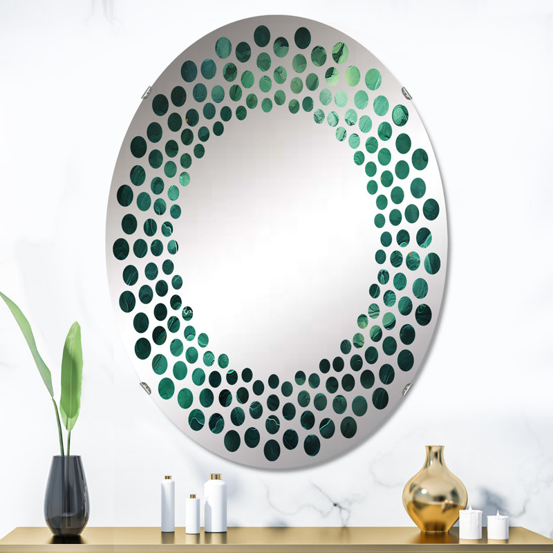 Montagnes - Montagnes - Percolations vertes - Miroir mural à pois - MIR109795 - Ovale, 35,4 po x 23,6 po