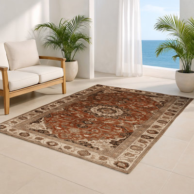 Tapis d'intérieur et d'extérieur brun Persian