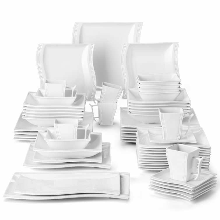 MALACASA 6-Piece White Porcelain Dinnerware in the Dinnerware