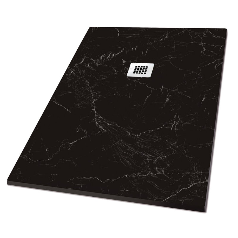 Perola Shower Tray - Grey, 3cm H x 120cm W x 90cm D, Left