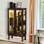 Vitrine classique en noyer avec dossier en miroir et tablette réglable-805167240-805167243