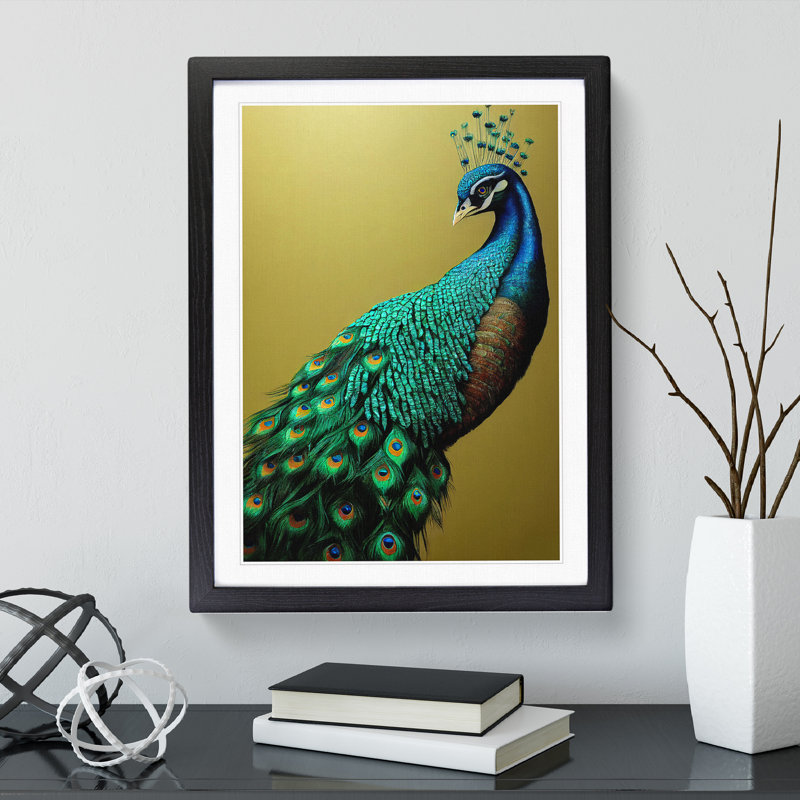 View Of A Peacock No.3 - Single Picture Frame Print, Black Framed, 46cm H x 34cm W x 2cm D