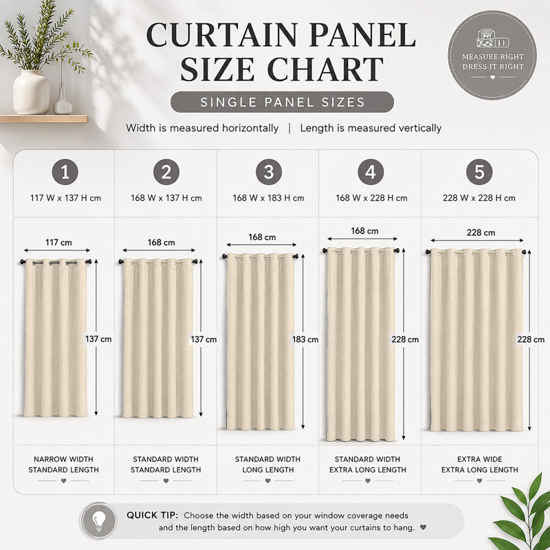 100 % Polyester Blackout Eyelet Room Darkening  Thermal Curtain (Set of 2), Cream, 117 cm Width x 137 cm Drop