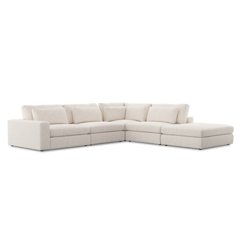 Dolan 5 - Piece Upholstered Modular Chaise Sectional, Right Arm Facing, Landale Charcoal Textured Basketweave