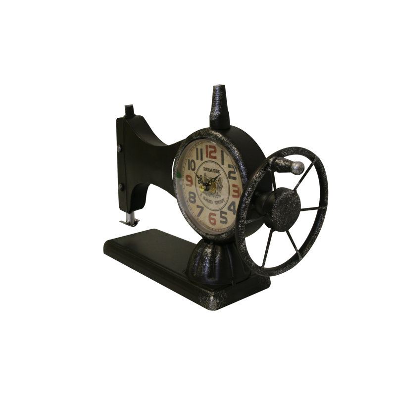 Traditional Analogue Metal Quartz Movement / Crystal Tabletop Clock in Black