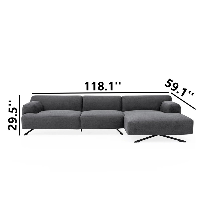 Upholstered L-Shaped Sectional, Right Hand Facing
