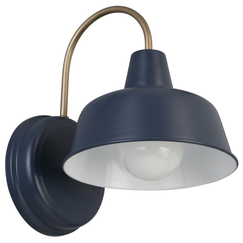 Luminaire de grange d'extérieur Jaklynn, H 13,13 po x l 10,38 po x P 12,63 po, Bleu marine / or