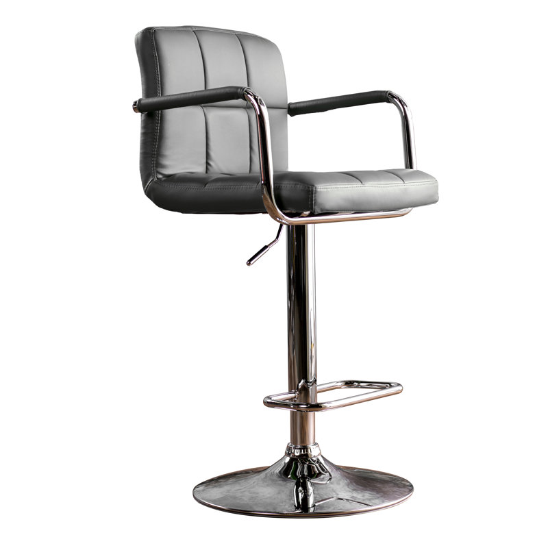 Aarvin Swivel Adjustable Height Bar Stool, Gray