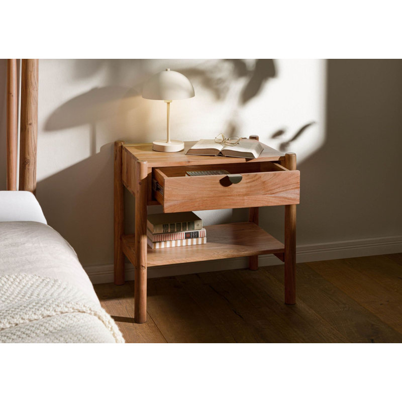 KOPENHAGEN 60cm W Solid Wood Bedside Table