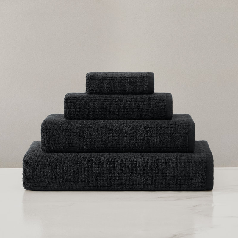 Egyptian Cotton Ribbed Towels, Bath Sheet, Carbon