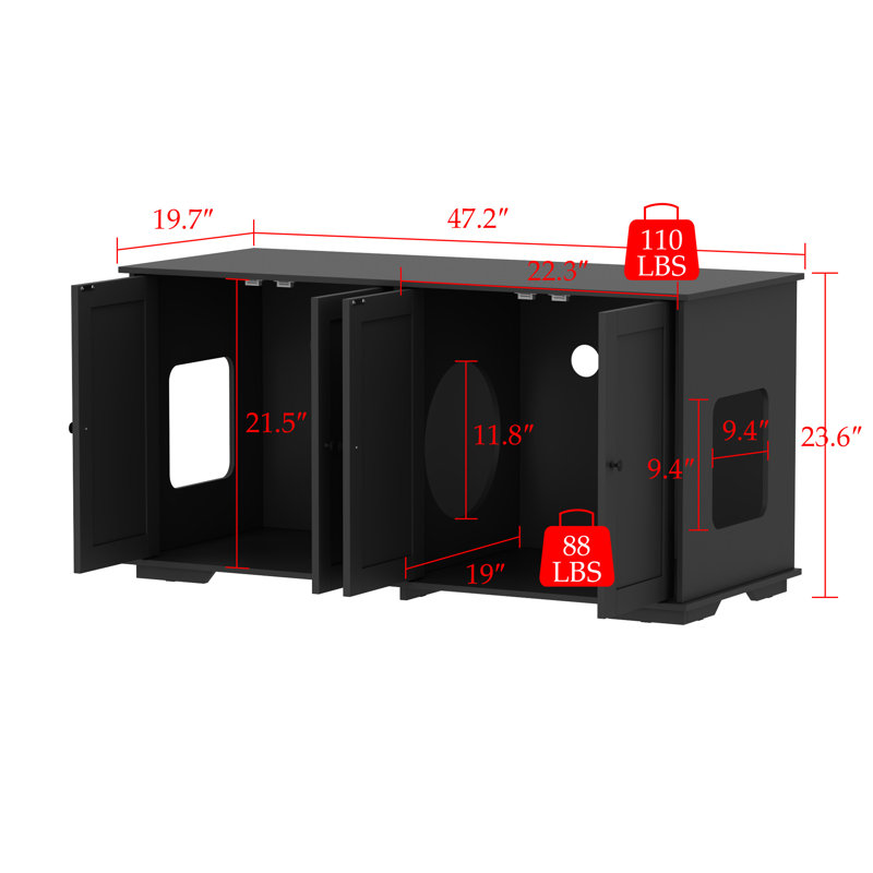 Euron Litter Box Enclosure, Black
