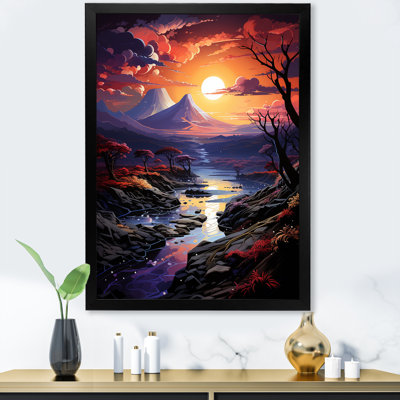 Volcan, crépuscule volcanique sur toile