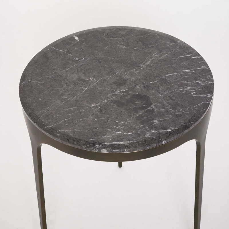 Camilla Marble End Table, Matte Black, Terra Brown, 22" H x 20" W x 20" D