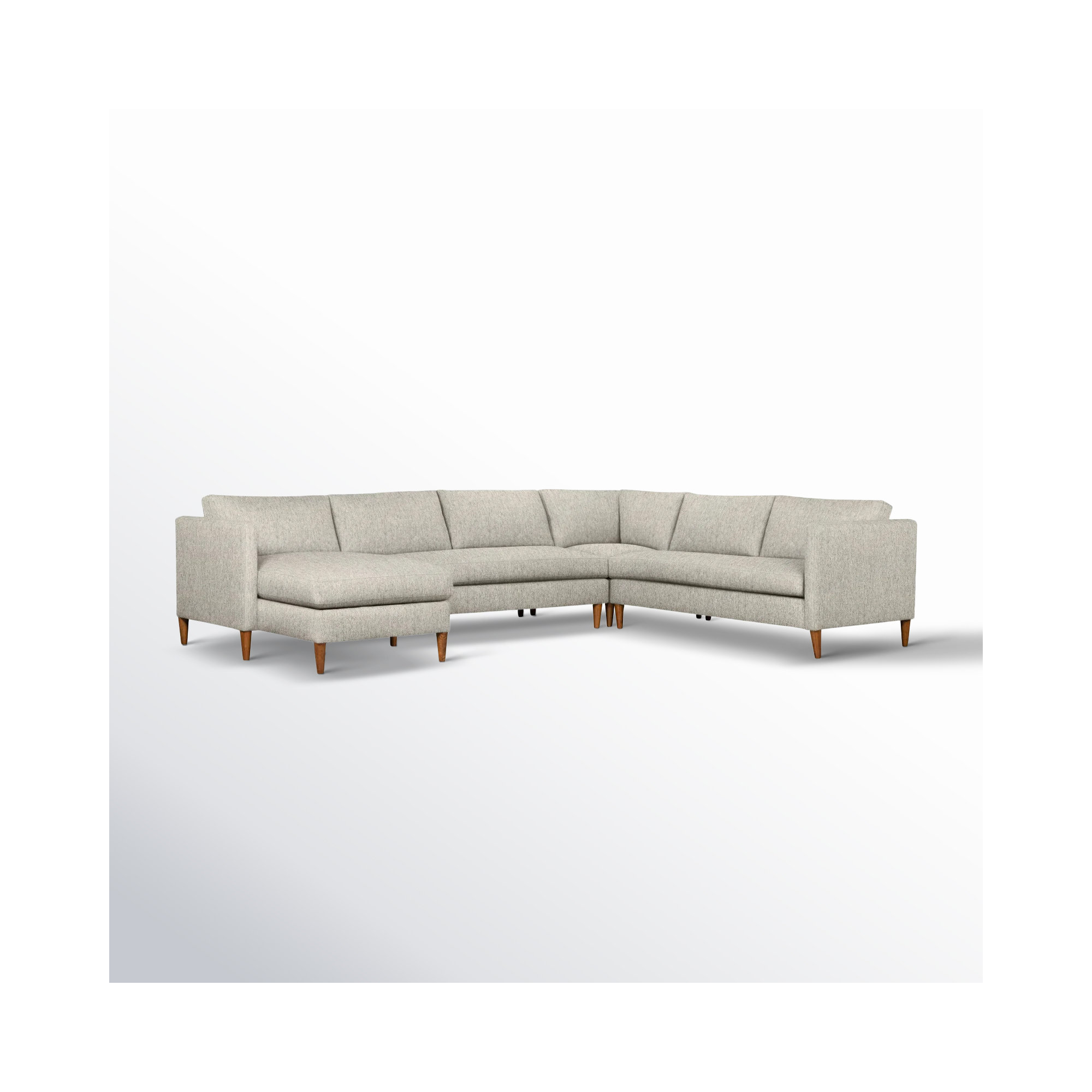Clifford 4-Piece Upholstered Custom Sectional, Left Hand Facing, Ticket Ash Heathered Basketweave